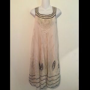 Sundance cream and black detail lace dress